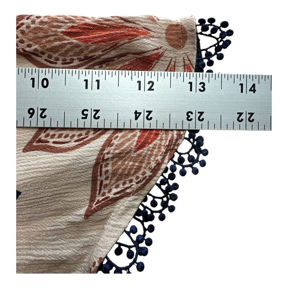 Bobeau Boho Floral Rayon Top Black Lace Trim Blouse S - Picture 8 of 10